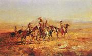 Charles M Russell Sun River War Party oil painting